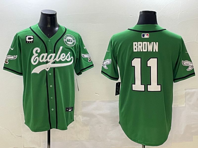 Men Philadelphia Eagles #11 Brown Green three generations Jointly Name 2025 Nike Limited NFL Jersey style 14